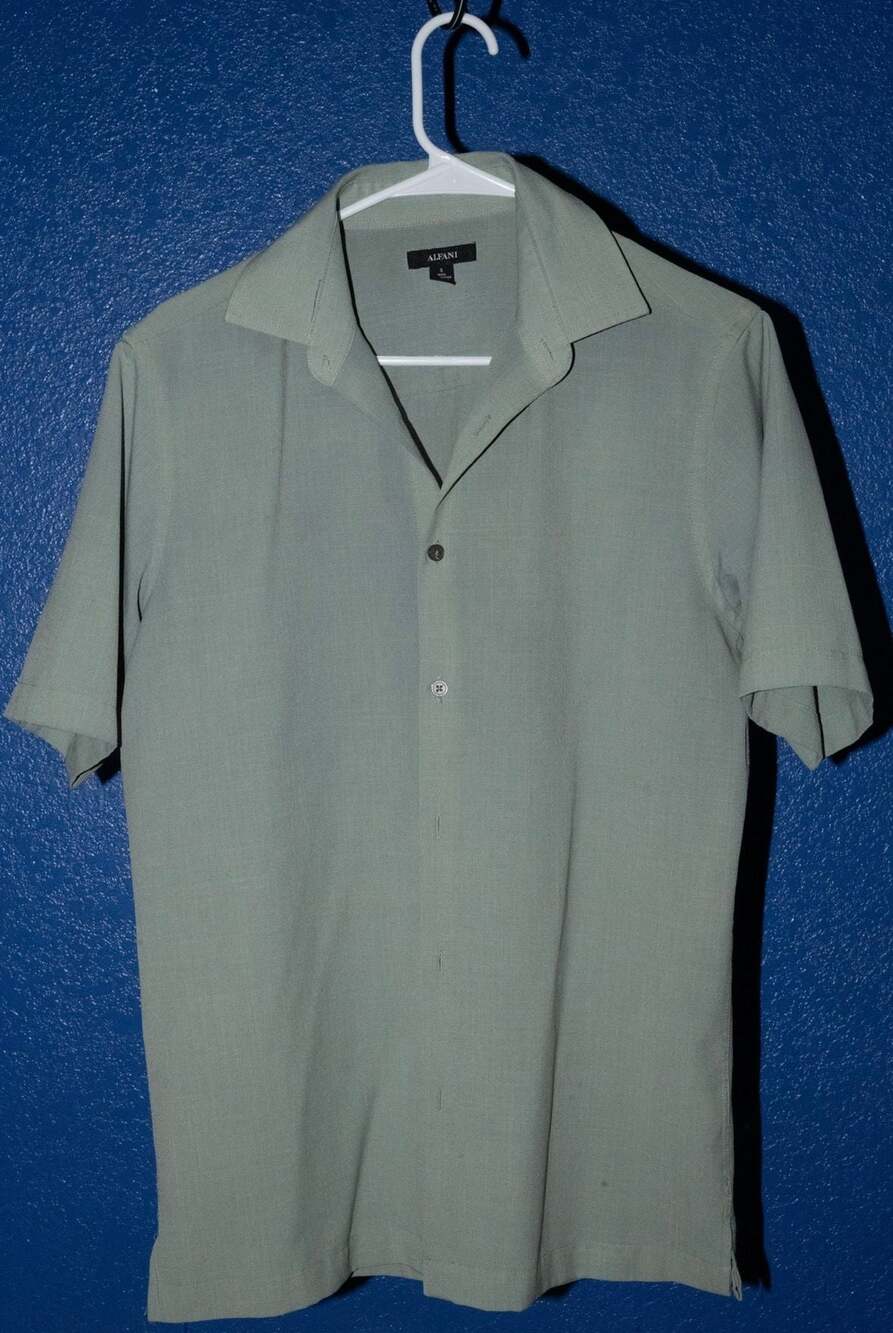 Alfani Shirt Mens S Mint Color Button Up Short Sleeve Polyester